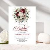 Refined Maroon Floral Gold Bridal Shower Invitatio Kaart