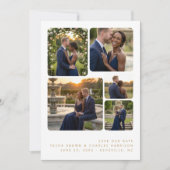 Refined Minimalist 5-Photo Collage Wedding  Save The Date (Voorkant)