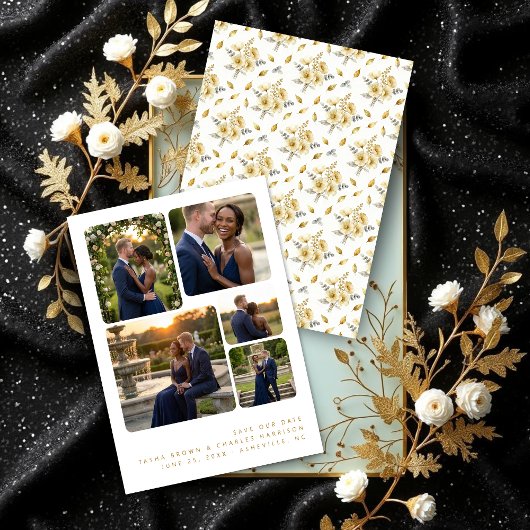 Refined Minimalist 5-Photo Collage Wedding  Save The Date