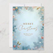 Refined Minimalist Light Blue and Gold Nordic  Feestdagenkaart (Voorkant)