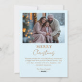 Refined Minimalist Light Blue and Gold Nordic  Feestdagenkaart (Achterkant)