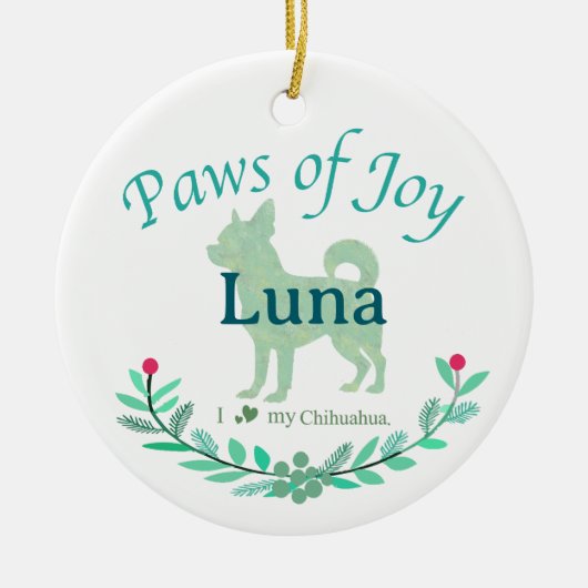 Refined Mint Chihuahua | Personalized Christmas Keramisch Ornament (Voorkant)