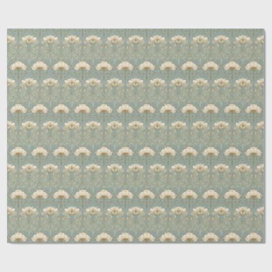 Refined Mint Floral Pattern Cadeaupapier (Vlak)