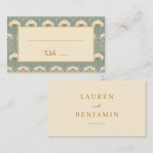 Refined Mint Floral Pattern Plaatskaartje (Voorkant / Achterkant)
