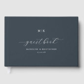 Refined Navy Calligraphy Gastenboek (Voorkant)