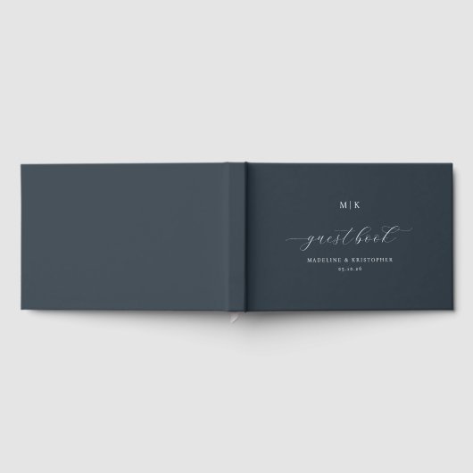 Refined Navy Calligraphy Gastenboek (Volledig)