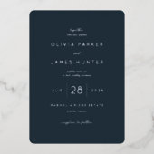 Refined Navy Calligraphy Template Folie Uitnodiging (Voorkant)