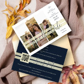 Refined Navy & Gold Elegant Script 3 Multi Photos Save The Date