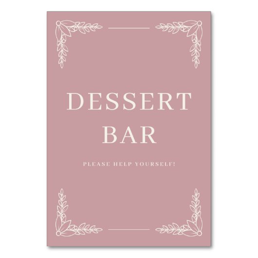 Refined Pink Floral Dessert Bar Kaart (Voorkant)
