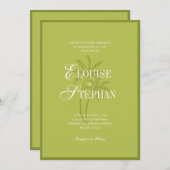 Refined Script Palm Tree Chartreuse Beach Wedding Kaart (Voorkant / Achterkant)