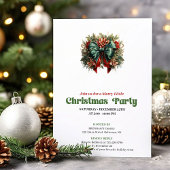 Refined Victorian Christmas bow party invite Kaart