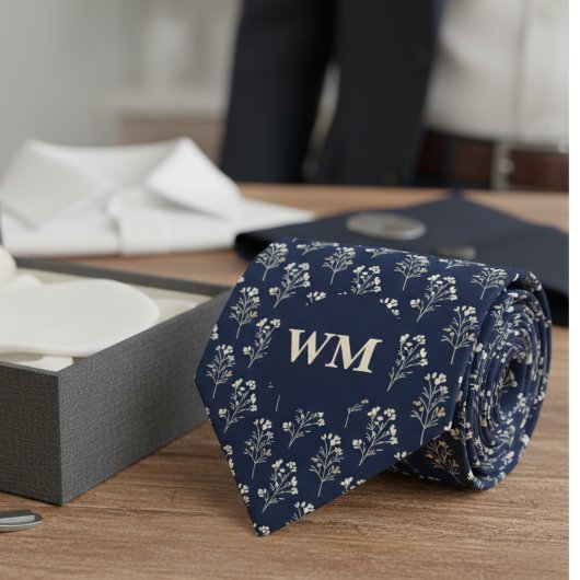 Refined Wildflower Monogram – Men’s Wedding Stropdas