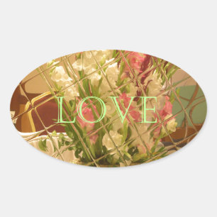 Reflected Blooms Art Print Ovale Sticker