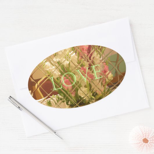 Reflected Blooms Art Print Ovale Sticker (Envelop)