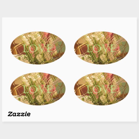 Reflected Blooms Art Print Ovale Sticker (Vel)