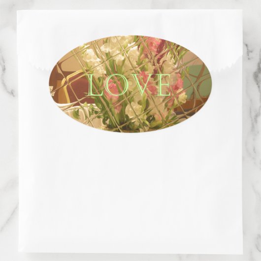 Reflected Blooms Art Print Ovale Sticker (Tas)