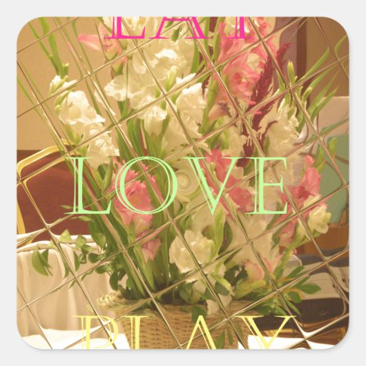 Reflected Blooms Art Print Vierkante Sticker (Voorkant)