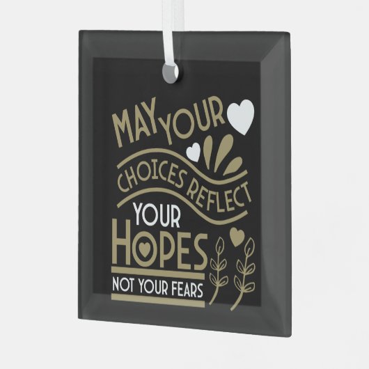 Reflecteer je hoop en motivatie glas ornament (Voorkant links)