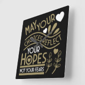 Reflecteer je hoop en motivatie vierkante klok (Hoek)