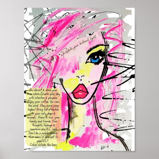 Reflecteer je schitterende licht Inspirerend dame Poster (Voorkant)