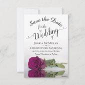 Reflecterend Cassis Paars Roos Romantic Wedding Save The Date (Voorkant)