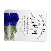 Reflecterend koninklijk blauw Roos Wedding sparen  Magneet (Horizontaal)