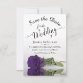 Reflecterend koninklijk Paars Roos Romantic Weddin Save The Date (Voorkant)