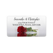 Reflecterend Red Rose Elegant Wedding Address Etiket (Voorkant)