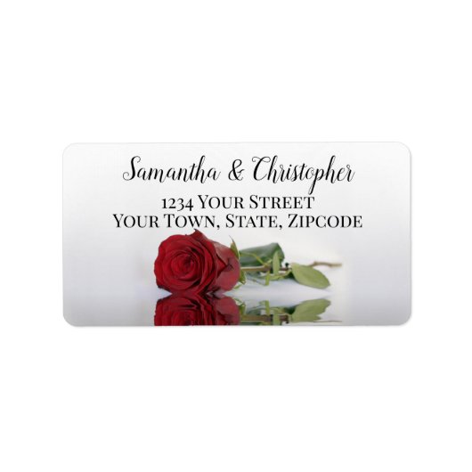 Reflecterend Red Rose Elegant Wedding Address Etiket (Voorkant)