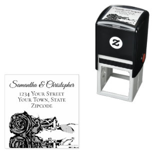 Reflecterend Roos Elegant Bruiloft Retouradres Zelfinktende Stempel