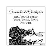 Reflecterend Roos Elegant Bruiloft Retouradres Zelfinktende Stempel (Design)