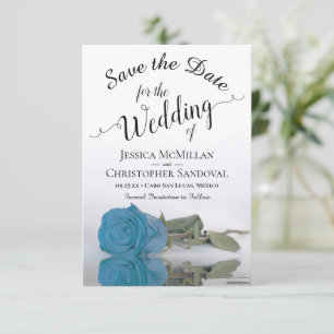 Reflecterend Turquoise Blue Roos Romantic Wedding Save The Date