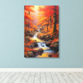 Reflecterend Zonlicht Herfst Maple Forest Fine Art Canvas Afdruk (Insitu (Houten vloer))