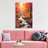 Reflecterend Zonlicht Herfst Maple Forest Fine Art Canvas Afdruk (Insitu (Woonkamer))