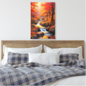 Reflecterend Zonlicht Herfst Maple Forest Fine Art Canvas Afdruk (Insitu (Slaapkamer))