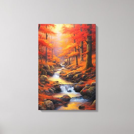 Reflecterend Zonlicht Herfst Maple Forest Fine Art Canvas Afdruk (Voorkant)