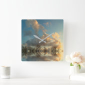 Reflecterende acrylwandklok vierkante klok (Huis)