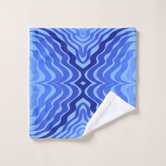Reflecterende Blauwe Golven Moderne Abstracte Ontw Bad Handdoek (Wasdoekje)