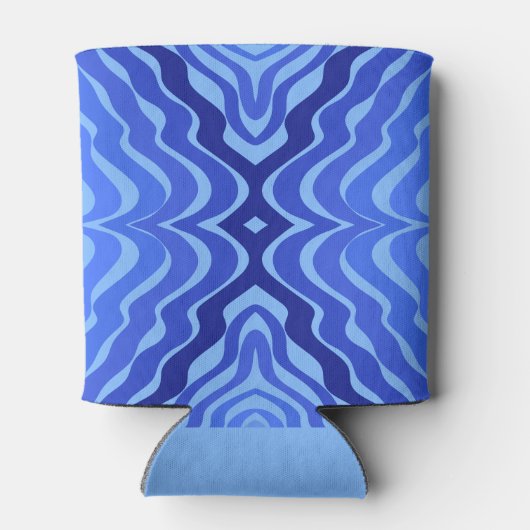 Reflecterende Blauwe Golven Moderne Abstracte Ontw Blikjeskoeler (Achterkant)