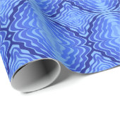 Reflecterende Blauwe Golven Moderne Abstracte Ontw Cadeaupapier (Rol Hoek)