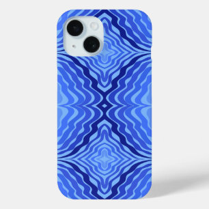 Reflecterende Blauwe Golven Moderne Abstracte Ontw iPhone 15 Case
