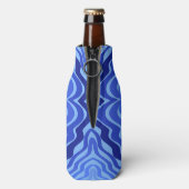 Reflecterende Blauwe Golven Moderne Abstracte Ontw Flesjeskoeler (Fles Achterkant)