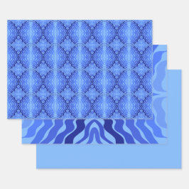 Reflecterende Blauwe Golven Moderne Abstracte Ontw Inpakpapier Vel