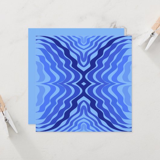 Reflecterende Blauwe Golven Moderne Abstracte Ontw Kaart (Voorkant / Achterkant in situ)