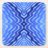 Reflecterende Blauwe Golven Moderne Abstracte Ontw Kartonnen Onderzetters (Voorkant)