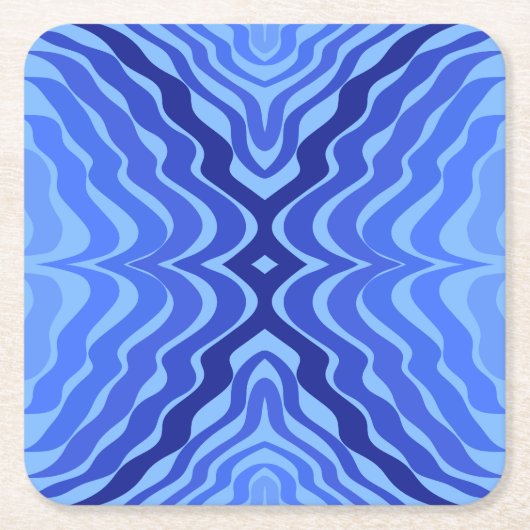 Reflecterende Blauwe Golven Moderne Abstracte Ontw Kartonnen Onderzetters (Voorkant)