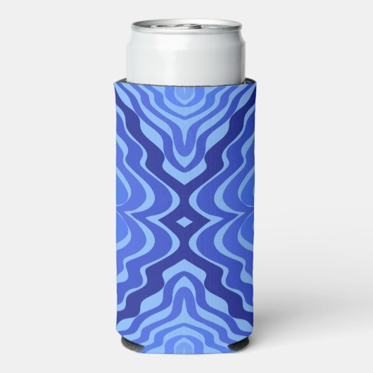 Reflecterende Blauwe Golven Moderne Abstracte Ontw Seltzer Blikjeskoeler (Seltzer Achterkant)