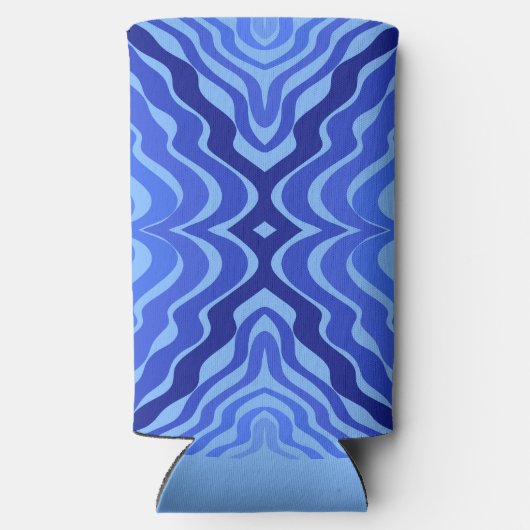 Reflecterende Blauwe Golven Moderne Abstracte Ontw Seltzer Blikjeskoeler (Achterkant)