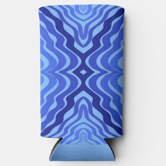 Reflecterende Blauwe Golven Moderne Abstracte Ontw Seltzer Blikjeskoeler (Voorkant)