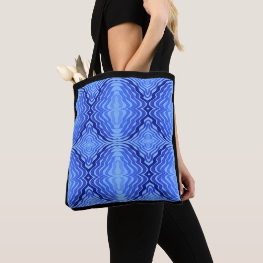 Reflecterende Blauwe Golven Moderne Abstracte Ontw Tote Bag (Dichtbij)